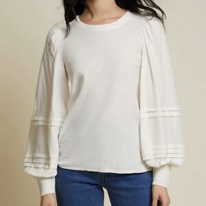 Nation LTD - Caitlyn Drama Sleeve Tee in Off White Size XS